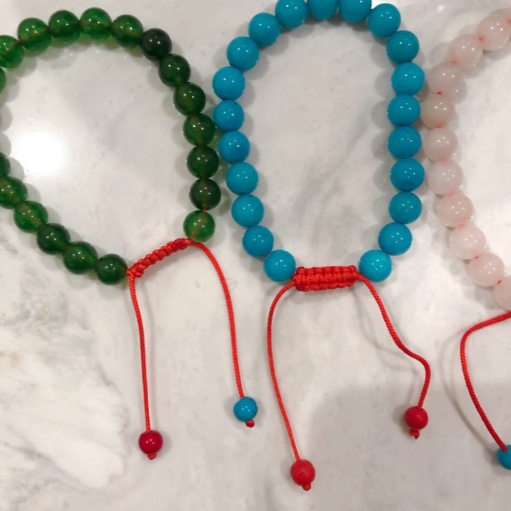 Adjustable Stone Bead Red Nylon String Bracelet 4 - image 7